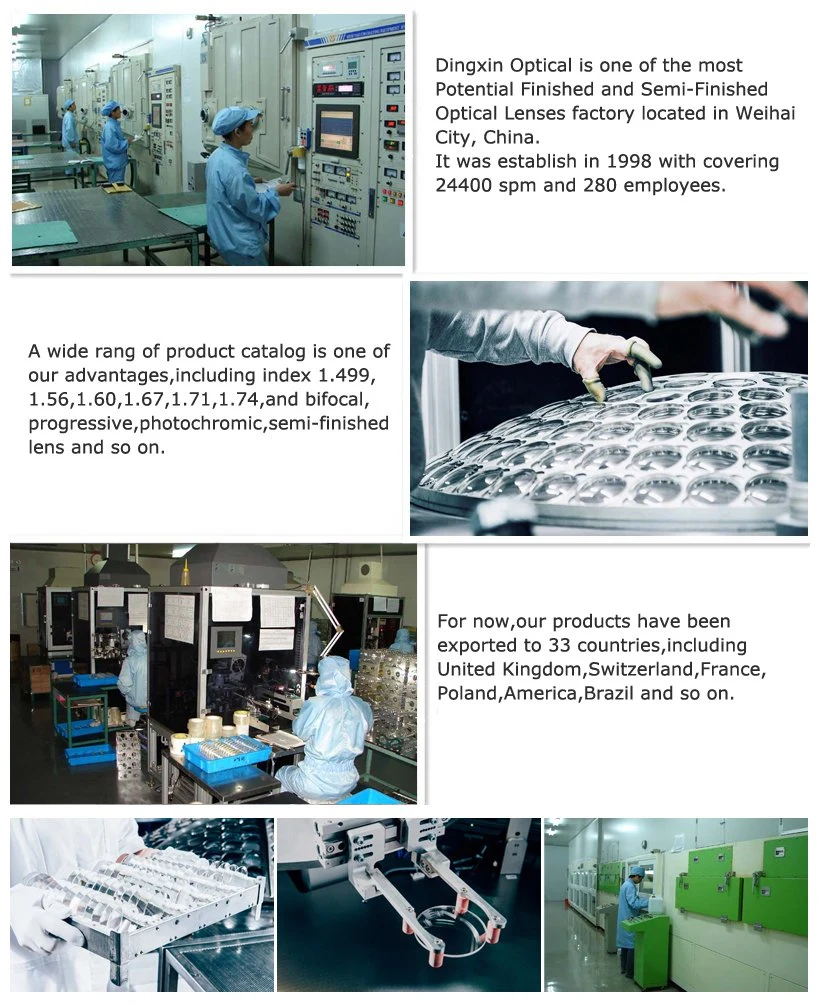 Factory Semi-Finished 1.523 Mineral Photochromic Photogrey Photobrown Single Vision Hmc Optical Lens