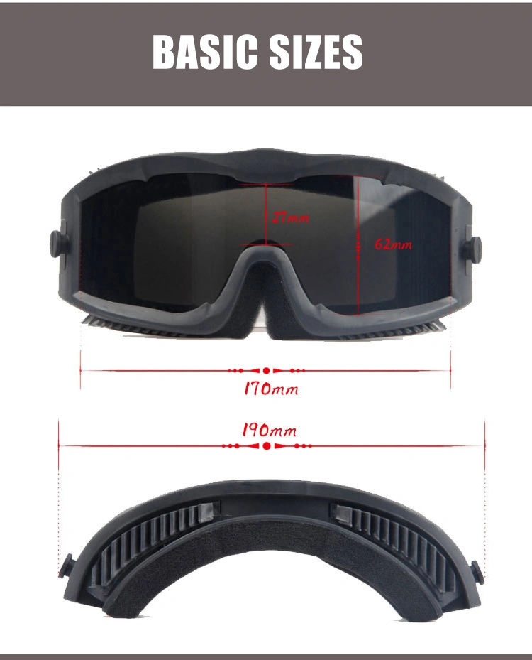 TPU Frame Impact Resistance UV400 Safety Shooting Tactical Sunglasses Dust Protection Goggles