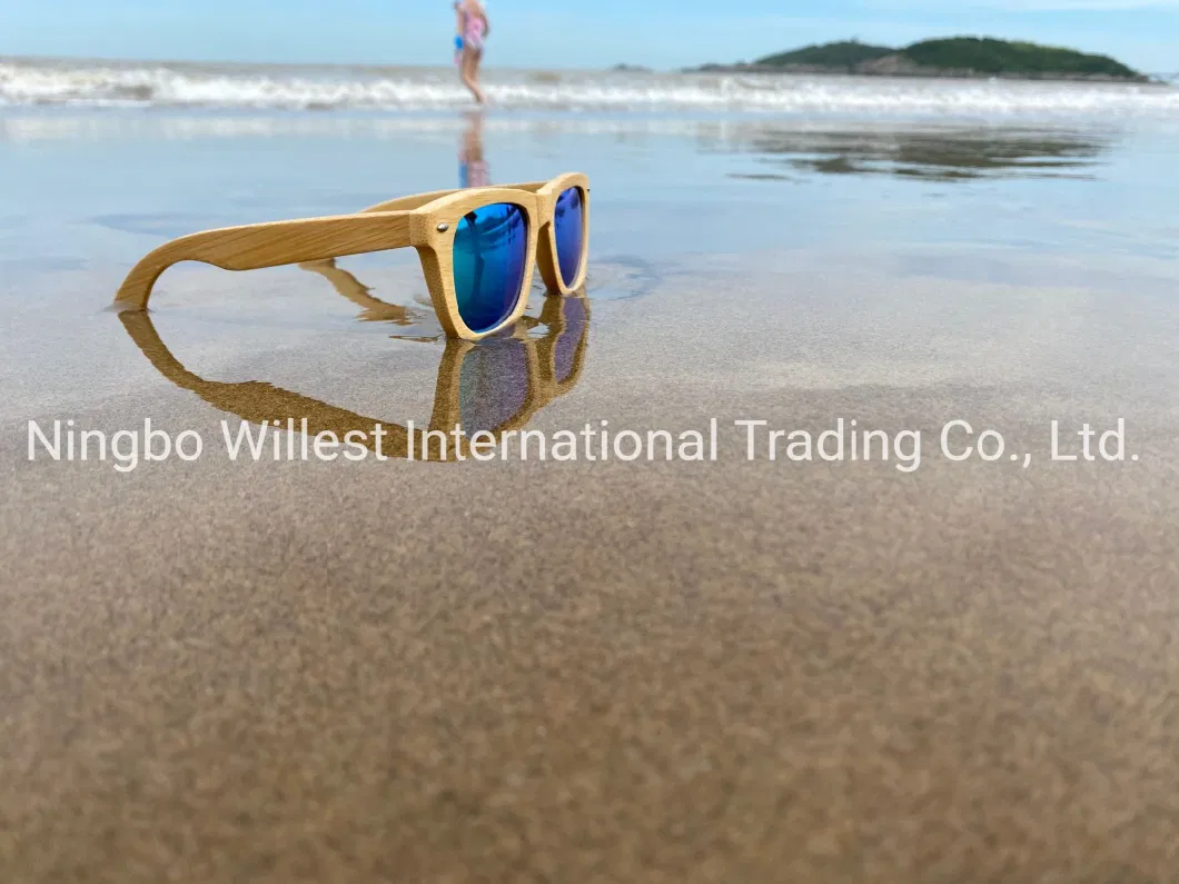 Bamboo Polarized Sunglasses for Men and Women Matte Finish Sun Glasses Color Mirror Lens 100% UV Blocking