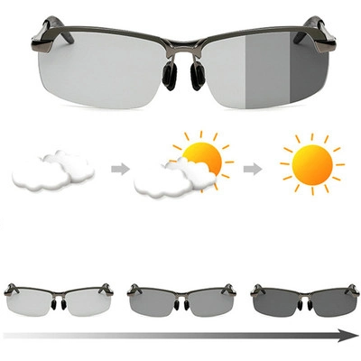 Fashionable Riding and Driving Color-Changing Half-Frame Glasses