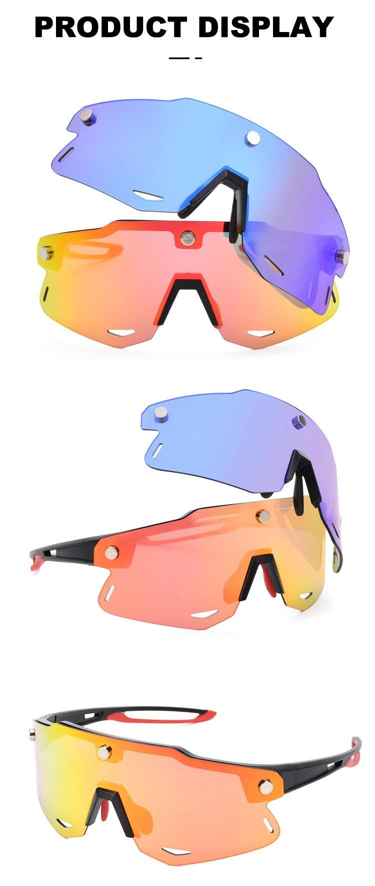 2023 New Design Rimless One Piece Oversize Running Sunglasses UV400 Protection Sport Cycling Sun Glasses Biking Eyewear