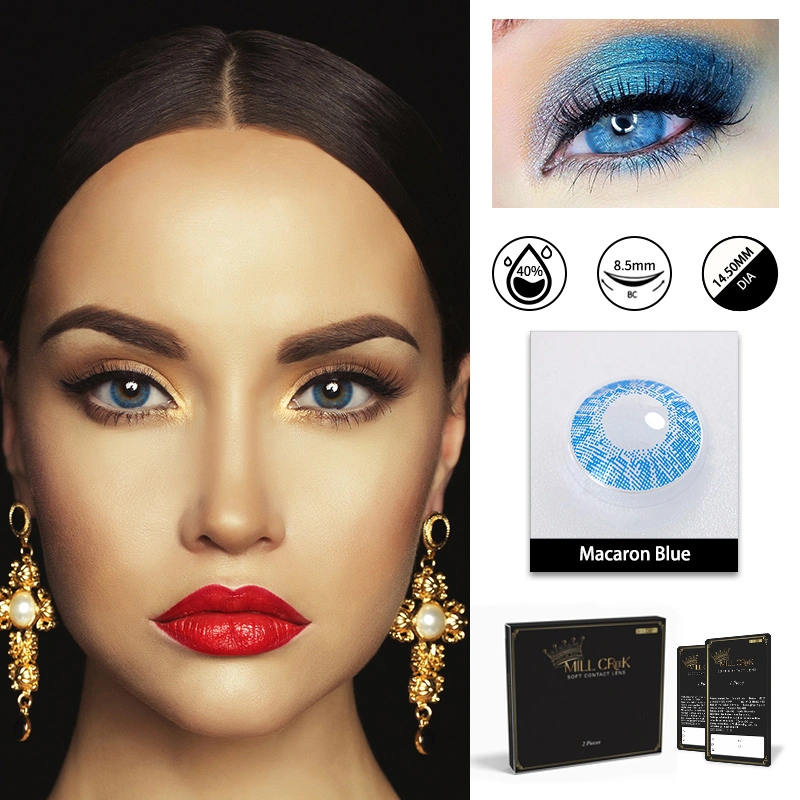 Ksseye True Sapphire Blue Contact Lenses Non Prescription 14.5