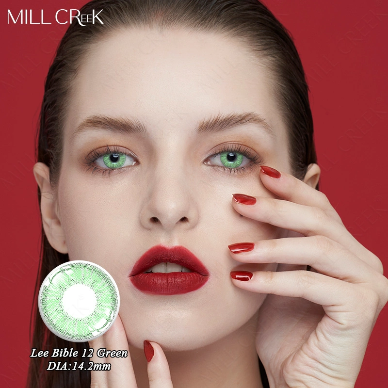 Non Prescription 14.2 Realistic Natural Colored Kiwi Green Cosmetic Contact Lens