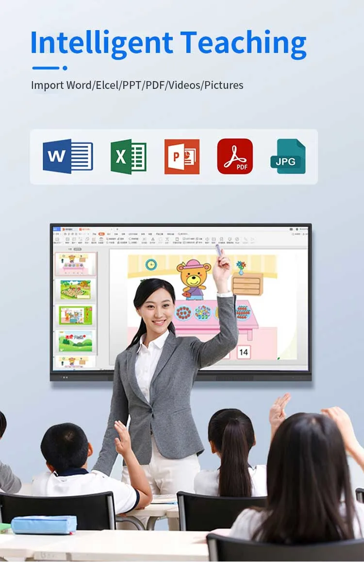 98&prime;&prime; Commercial TV Touchable Panel High Vision Digital Board High Efficiency Online Office Interactive Whiteboard