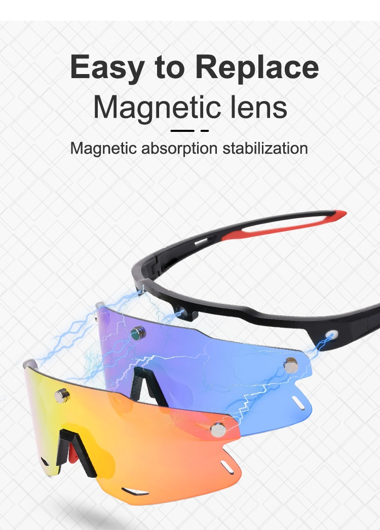 Magnetic Sports Sunglasses Eyewear with Strap Interchangeable Lens Polarized Photochromic Bicycle Mountain Bike Glasses