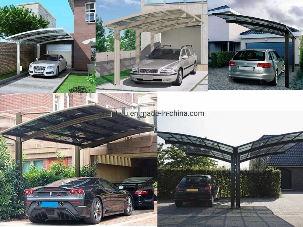 Custom Made Aluminum Frame Arc Polycarbonate Aluminium Car Canopy for Villa Use