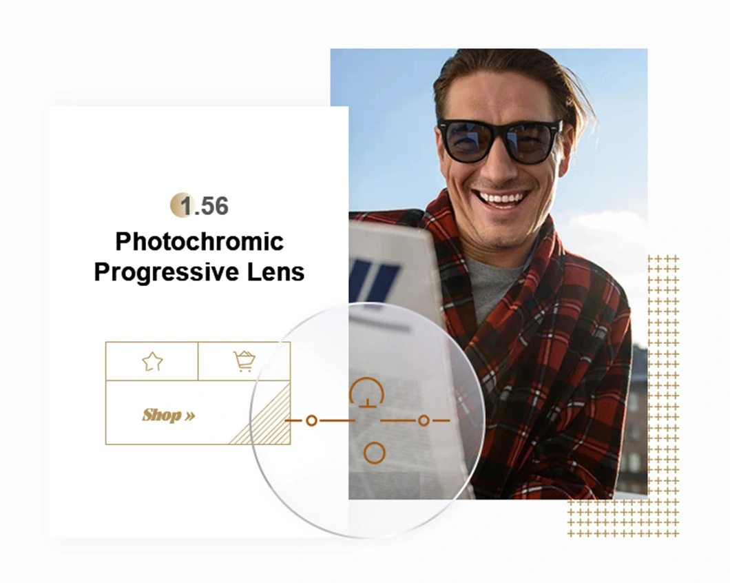 1.56 Progressive Photochromic Grey/Brown Ophthalmic Lens Hmc Multifocal Photocromic Lenses