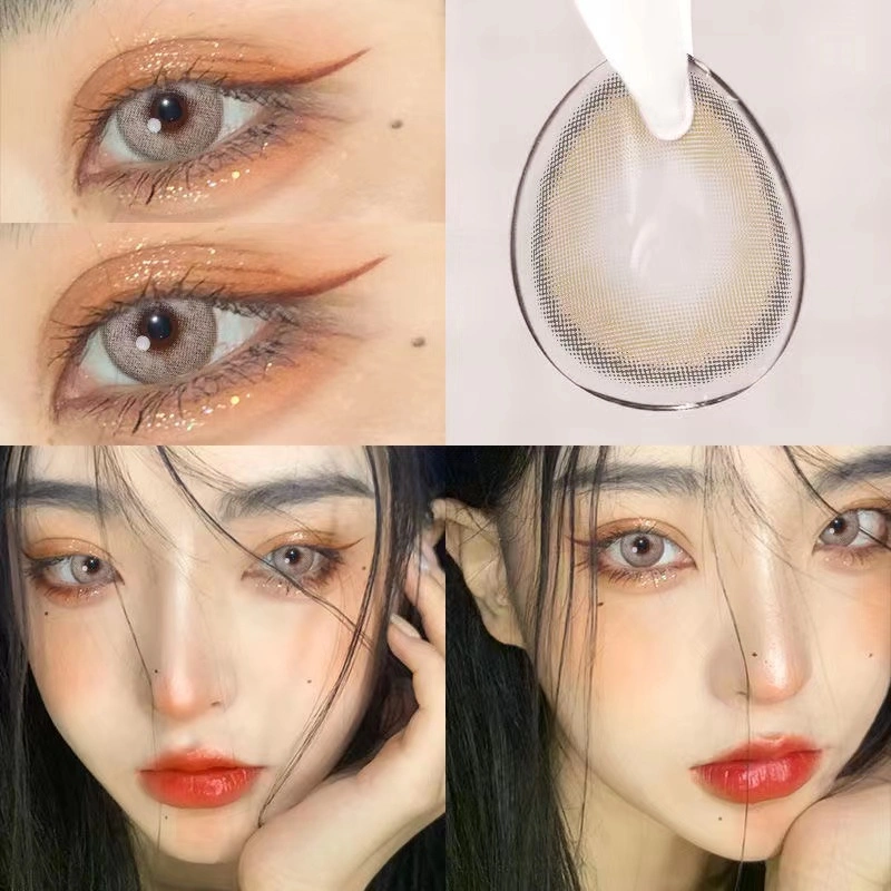 Mountain Grey Prescription Contacts Lenses Wholesale Korean Style Cheap Cosmetic 1 Year Eye Lenses Colored Fashion Color Contact Lens with Power (-1.0 ~ - 8.0)