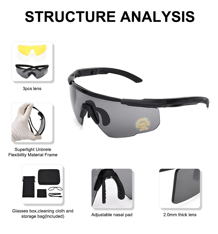 High Impact Polarized Tactical Ballistic Goggle Customized Outdoor CS Games Eye Protection Glasses