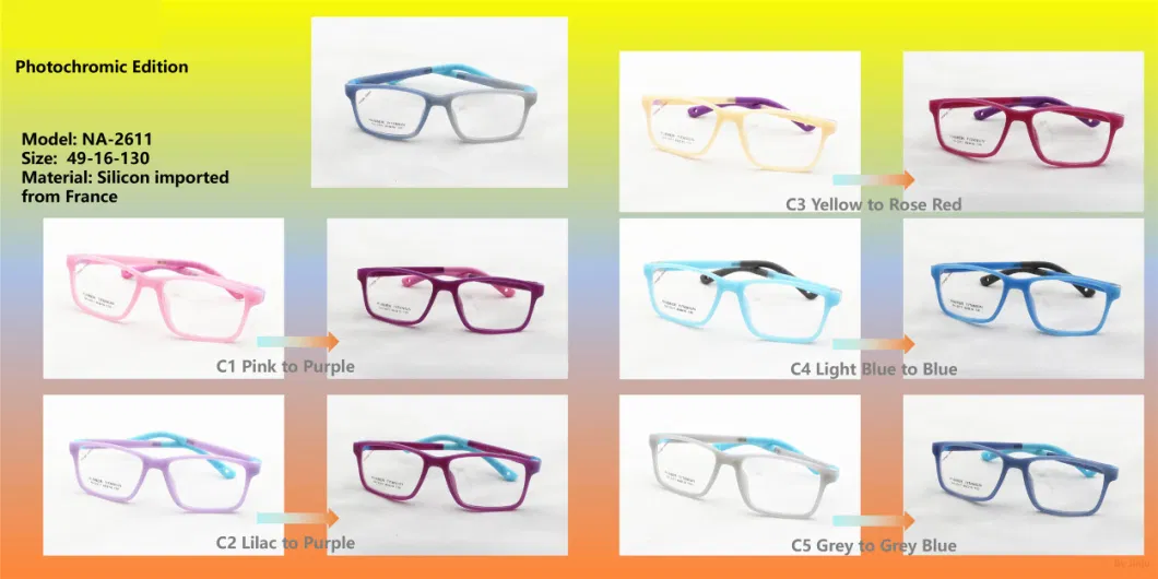 Tr Optical Glasses Spectacle Frames UV Photochromic Color Changing Eyeglasses Frames Glasses for Kids