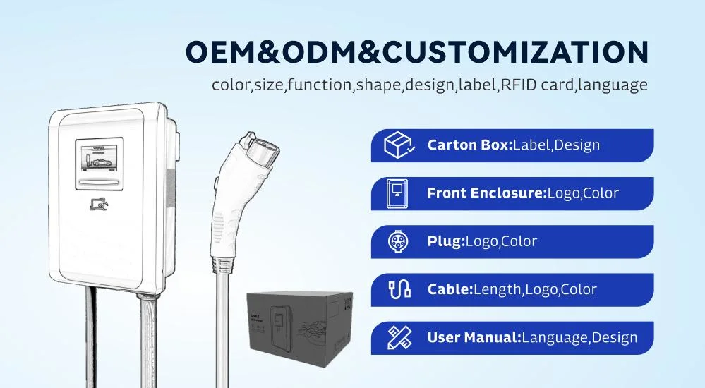 Level 2 Wallbox 80A 19.6kw Waterproof Electric Vehicle Car Charging Station Single Gun EV Charger with Type 1 Plug