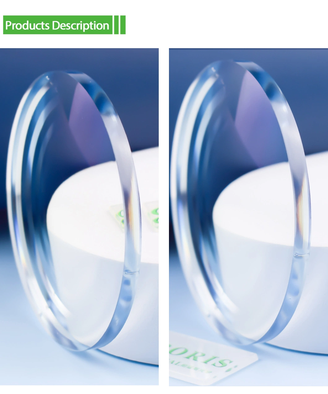 1.74 Asp UV400 Hmc Single Vision Blue Cut Optical Lenses Green Coating