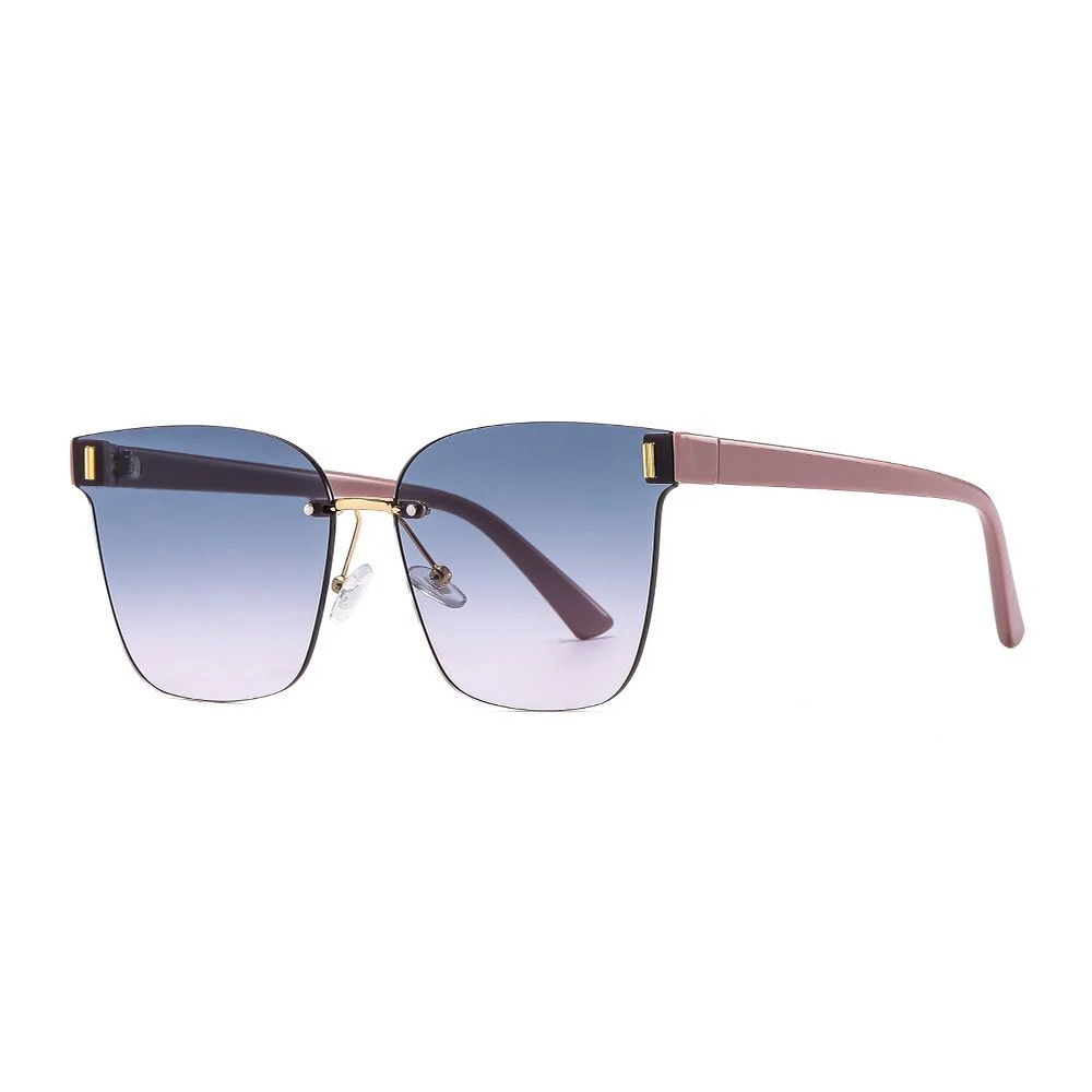 Luxury Designer Rimless Female Sunglasses Large Square Sunglasses Outdoor Sun Protection