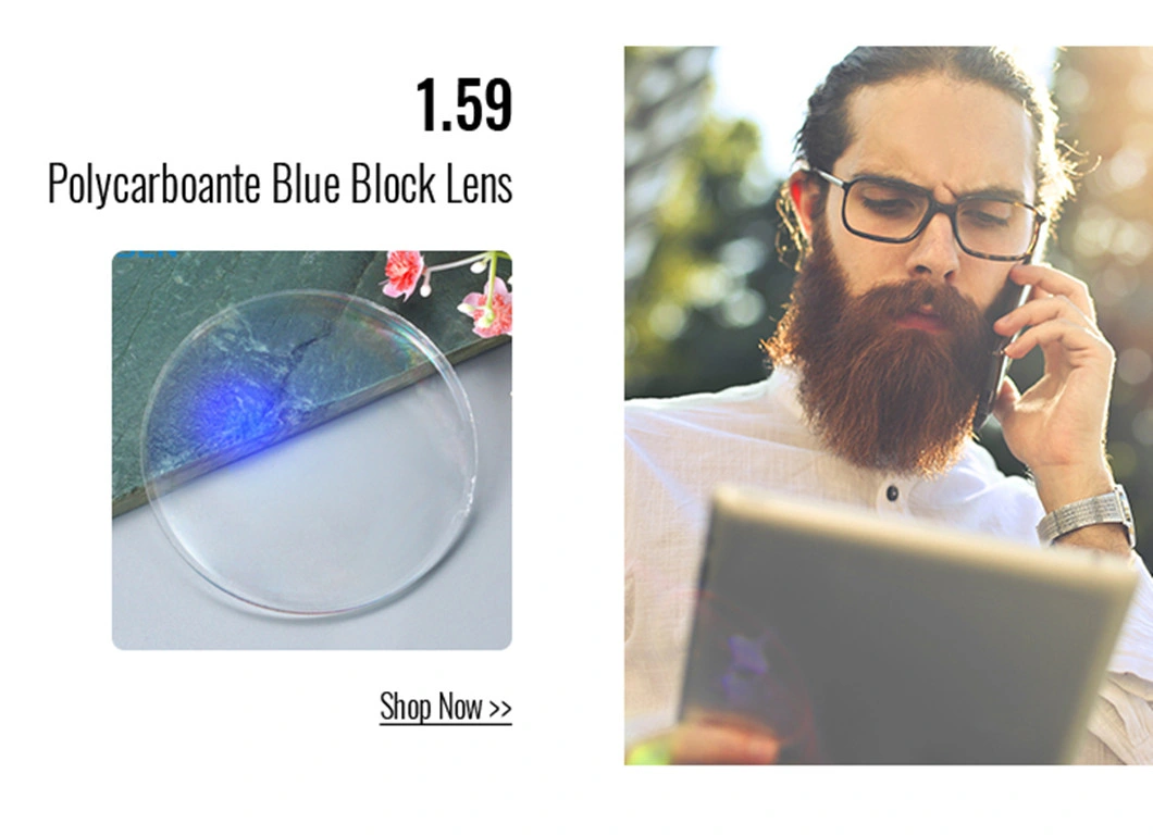 Factory Finished 1.591 Polycarbonate PC Blue Cut UV420 Fancy Look Lenses Blue Colour