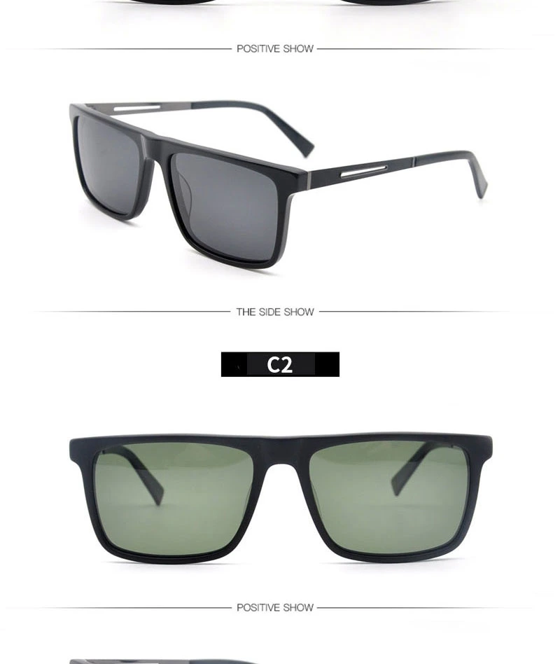 Higo Rectangle Sunglasses Models High Quality Acetate Polarized Lens for Men Style Fashion Models