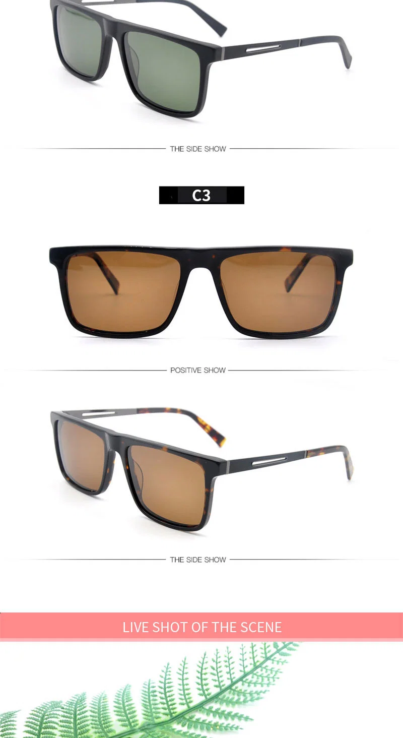 Higo Rectangle Sunglasses Models High Quality Acetate Polarized Lens for Men Style Fashion Models