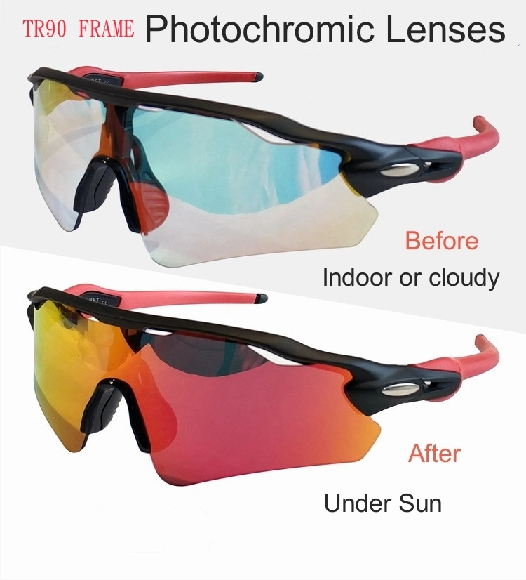 Outdoor Cycling Brand One-Piece Tr90 Frame Sports Photochromic Sunglasses