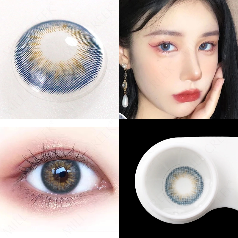 Slight Drunk Gray Prescription Colored Contact Lenses Wholesale Customize Yearly Gray Cosmetic Eye Lenses Color Contact Lens