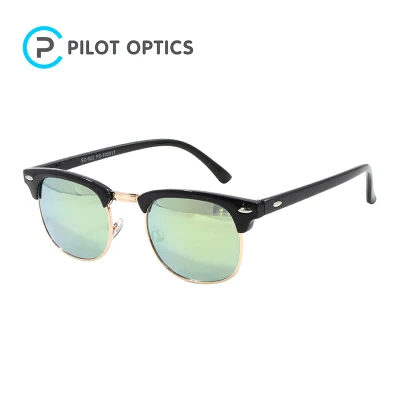 Gafas de sol de fábrica de Guangzhou Pilot Optics con montura rectangular de media montura PC.