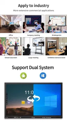  Placa inteligente digital de alta visión de 110 pulgadas Amaz Big Size Software de TV montado en pared Pizarra interactiva táctil para publicidad