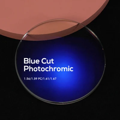 1.56 Blue Corte UV420 lentes fotocromáticos Photogray Hmc bloqueando la luz azul gafas de prescripción óptica lente Eyglasses resina