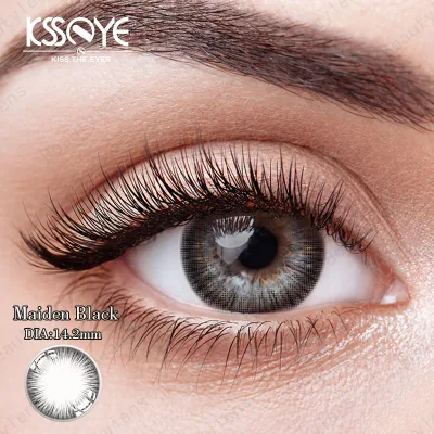 ODM anualmente grandes ojos negro natural no prescripción de lentes de contactos de 14,5mm