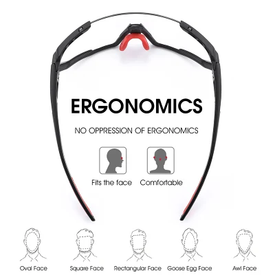Al oeste Ciclismo Yp0703148 Gafas deportivas fotocromáticos Hombres Mujeres Ciclismo protección UV Windproof anteojos - Negro Rojo