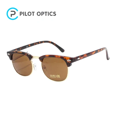 Gafas de sol de fábrica de Guangzhou Pilot Optics con montura rectangular de media montura PC.