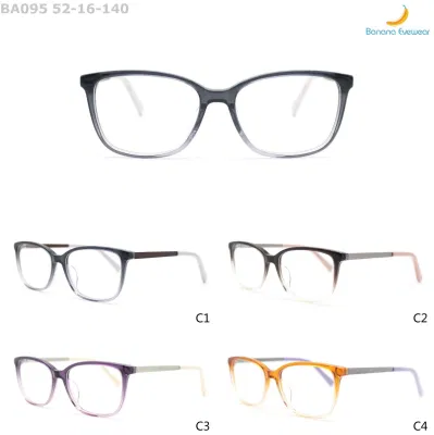  Se graduó de acetato de color fotograma BA095 Templo del metal gafas de óptica