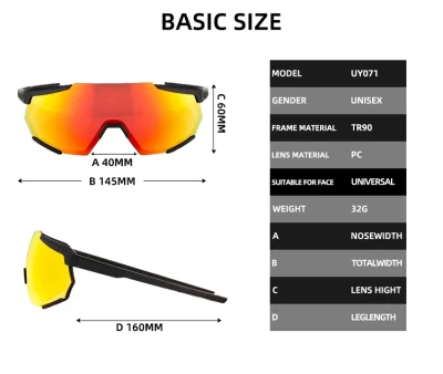 Nueva llegada lentes de gran tamaño Ciclismo Gafas de sol deportivas para mujeres y.. Hombres