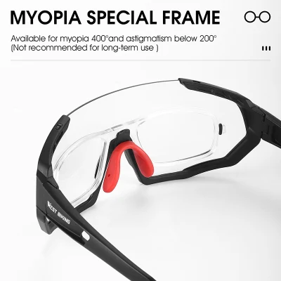 Al oeste Ciclismo Yp0703148 Gafas deportivas fotocromáticos Hombres Mujeres Ciclismo protección UV Windproof anteojos - Negro Rojo