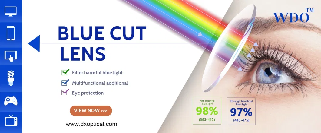 1.67 Blue Cut Blue Coating UV420 Hmc EMI Coating Optical Lens