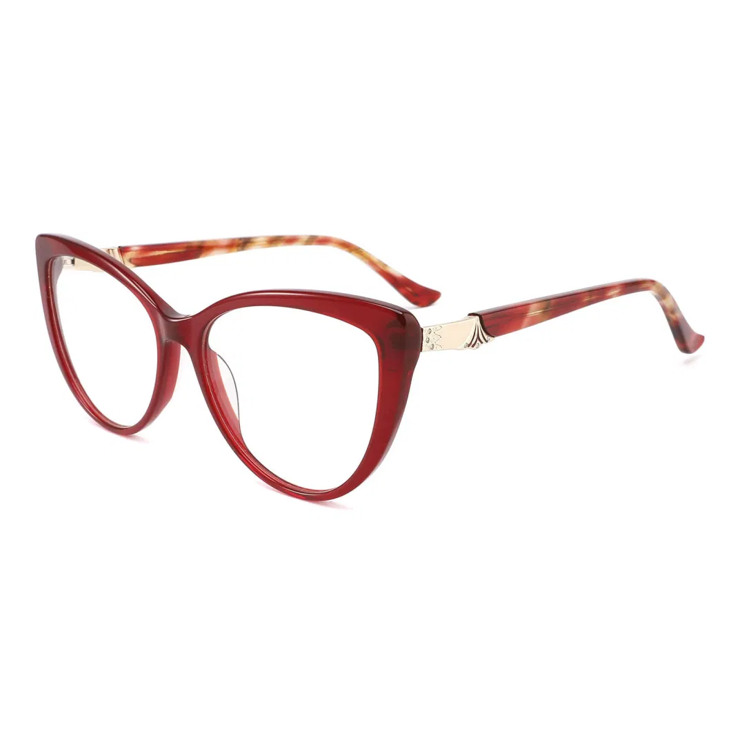 Retro Cat Eye Lovely Acetate Graceful Unique Pattern Clear Vision Transparent Frame Eyewear Optical Frames