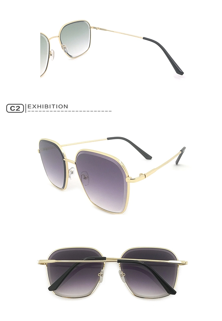 Manufacturer Oversized Colorful Frame Fashionable Sun Glasses Metal Sunglasses for Ladies