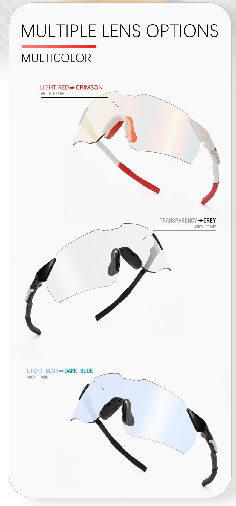 Customized Logo Sun Shades UV Protection Baseball and Golf Sport Sunglasses