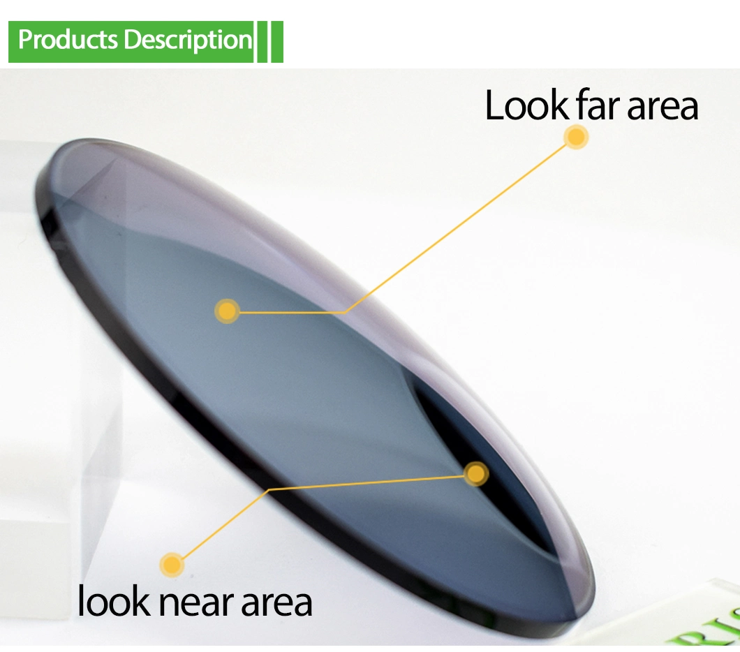 1.56 Bifocal Invisible Hmc Eyeglasses Photochromic Grey Round Lens