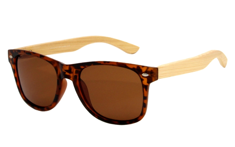 Fashion Bamboo Temple Rectangle Frame Sunglasses with Photochromic Lens and UV400 Protection