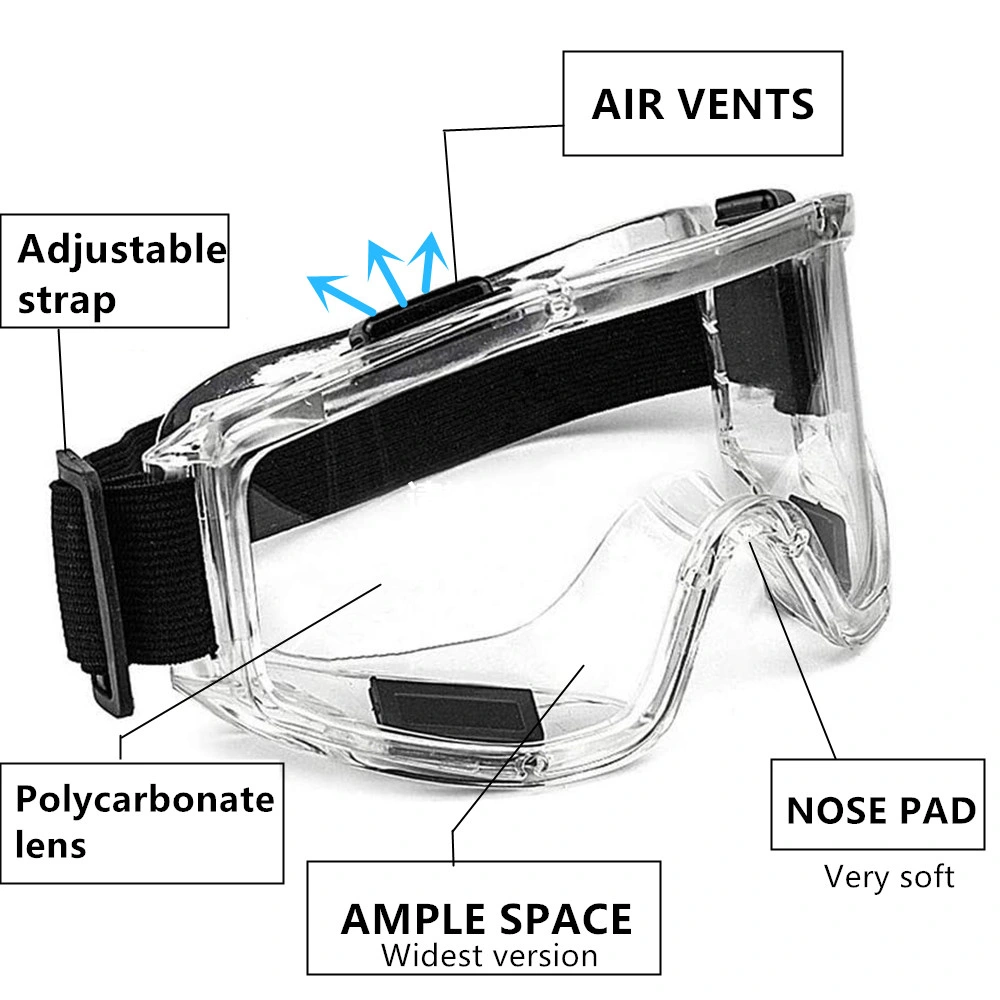 Polycarbonate Eyewear Anti Fog Safety Goggles Clear Working Safety Spectacles Safety Over Glasses