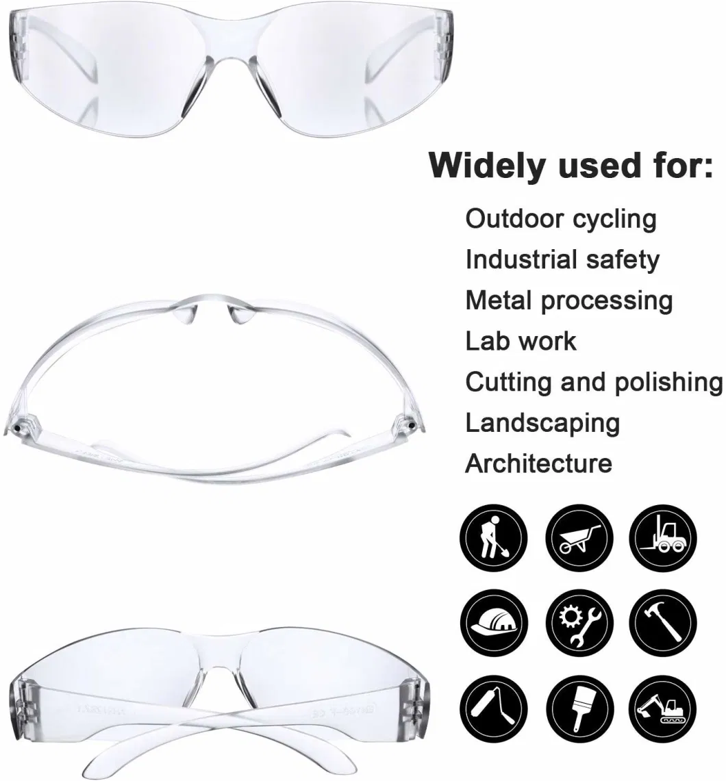 Protective Polycarbonate Eye-Wear Anti-Fog Safety Glasses Impact Resistant Lens, One Size for Eye Protection (Clear)