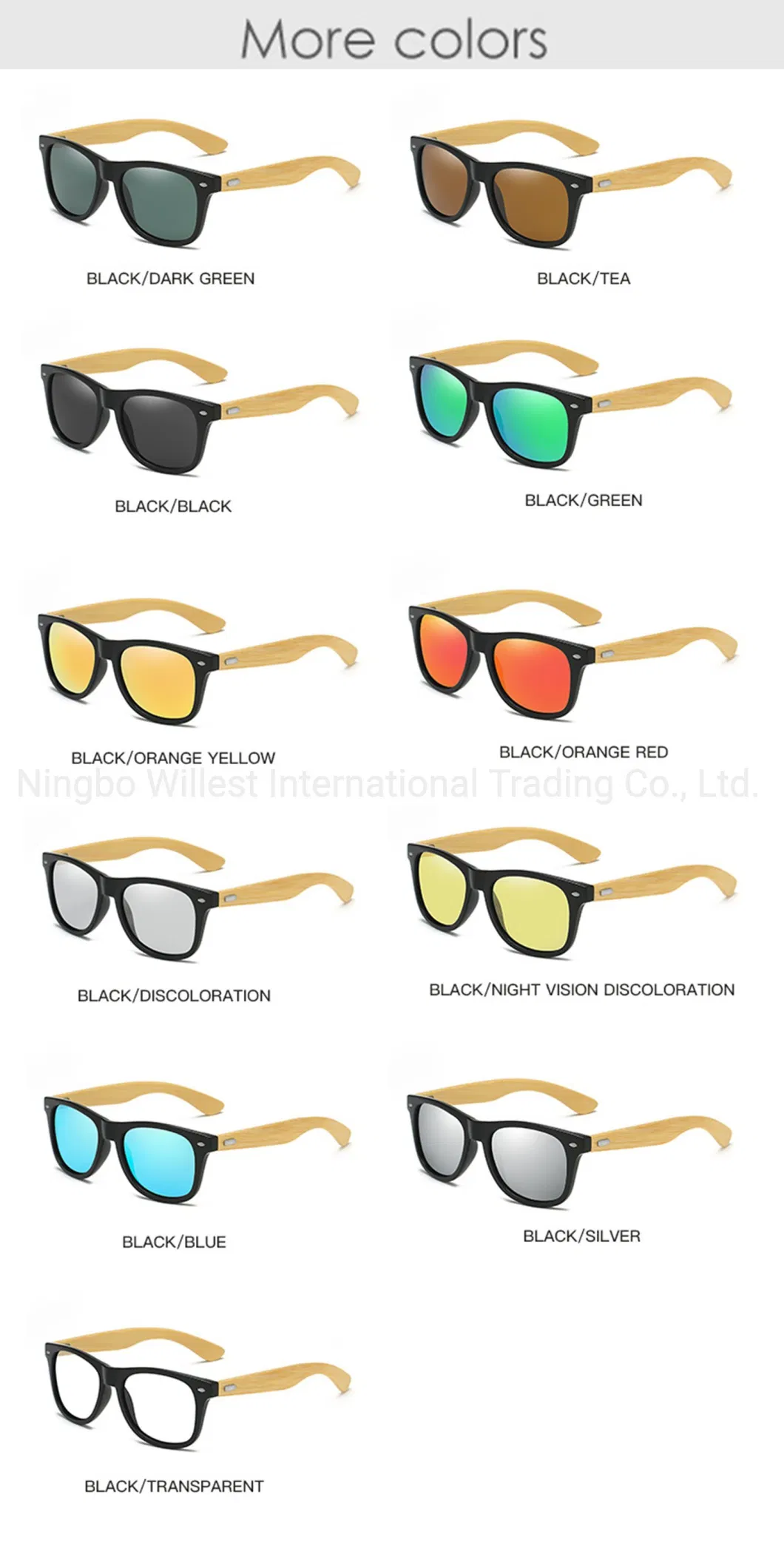 Willest Bamboo Polarized Sunglasses for Men and Women Matte Finish Sun Glasses Color Mirror Lens 100% UV Blocking