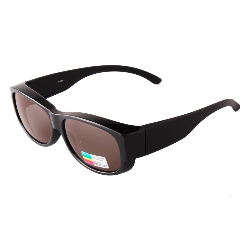 Black Frame Oval Shape Polarized Fit Over Sunglasses