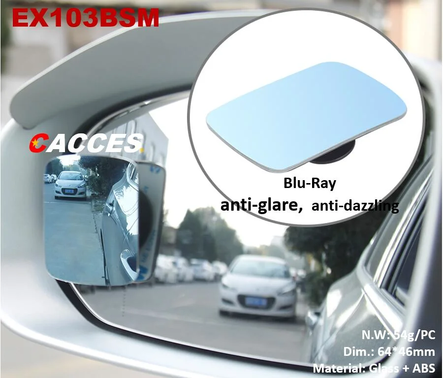 Blue Car Rear View Mirror Super HD Convex Rearview Mirror Anti-Glare Glass Wide Angle Mirror,Blind Spot Mirror Square Car Auxiliary Lens for Cars SUV Truck Vans