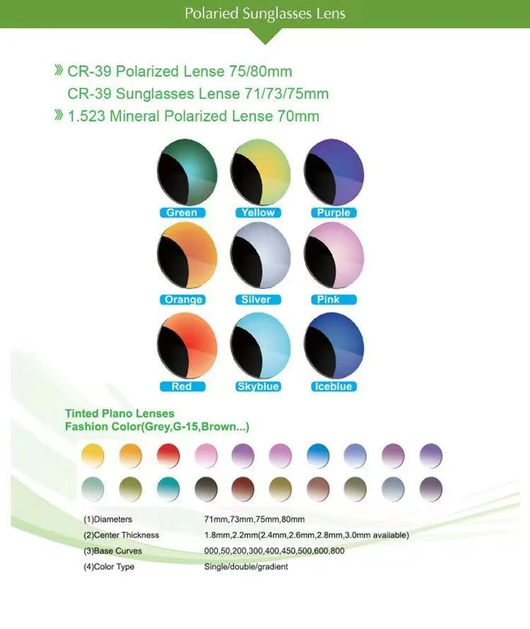 Traditional Prescription Lens Rx Lens Comfortable Cr39 1.56 Free Form Progressive Polarized Hc Lab Optical Lens