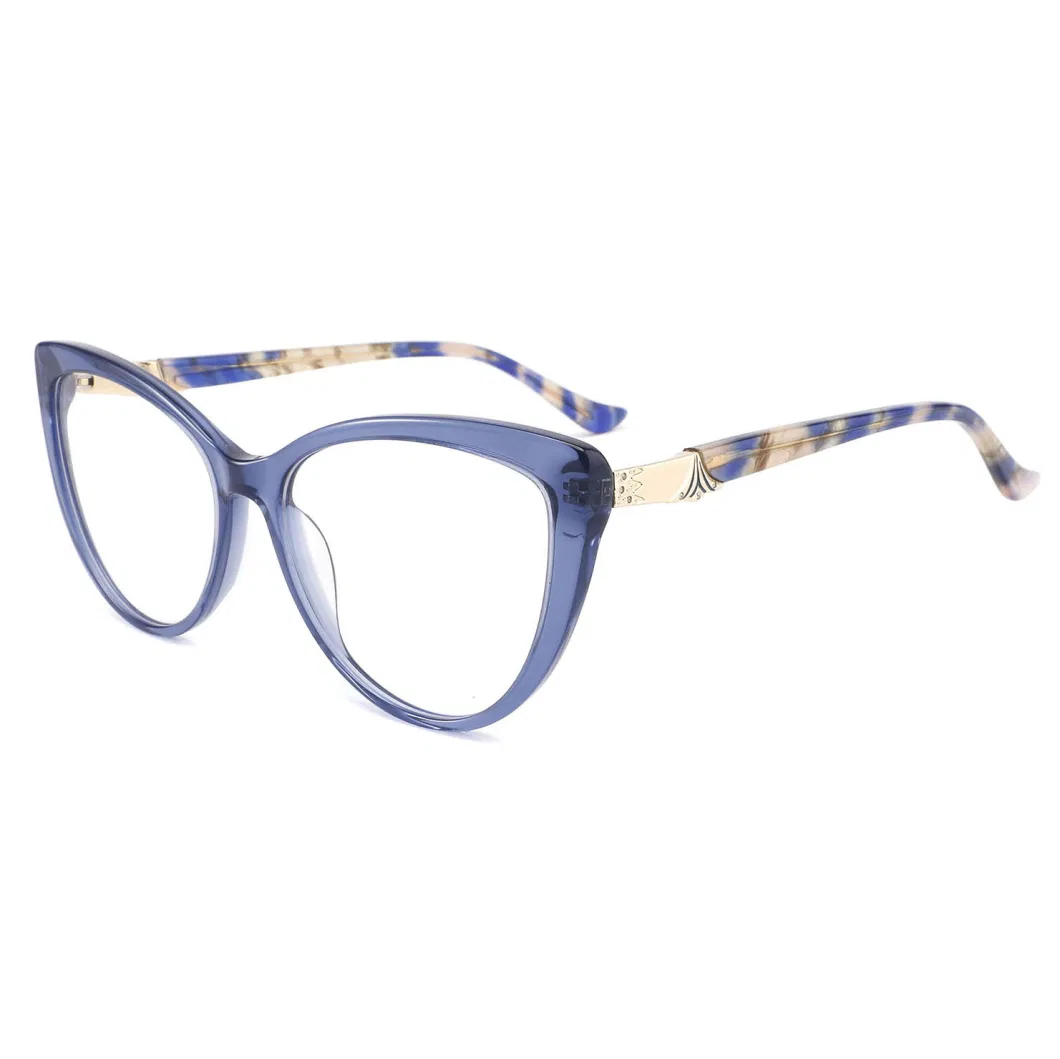 Retro Cat Eye Lovely Acetate Graceful Unique Pattern Clear Vision Transparent Frame Eyewear Optical Frames