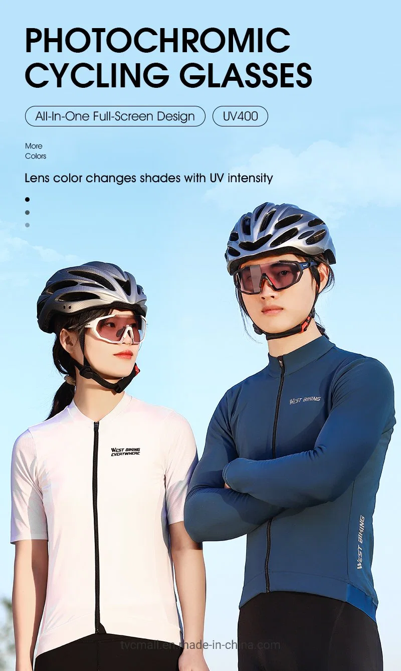 West Biking Yp0703148 Photochromic Sports Goggles Men Women Cycling UV Protection Windproof Eyeglasses - Black Red