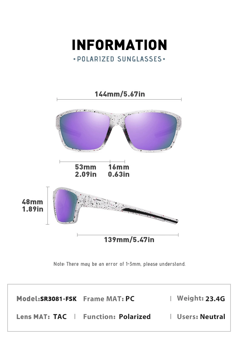 Sr3081 New Fashion Outdoor Sports Riding Sunglasses Polarizing Photochromic Sunglasses for Men and Women