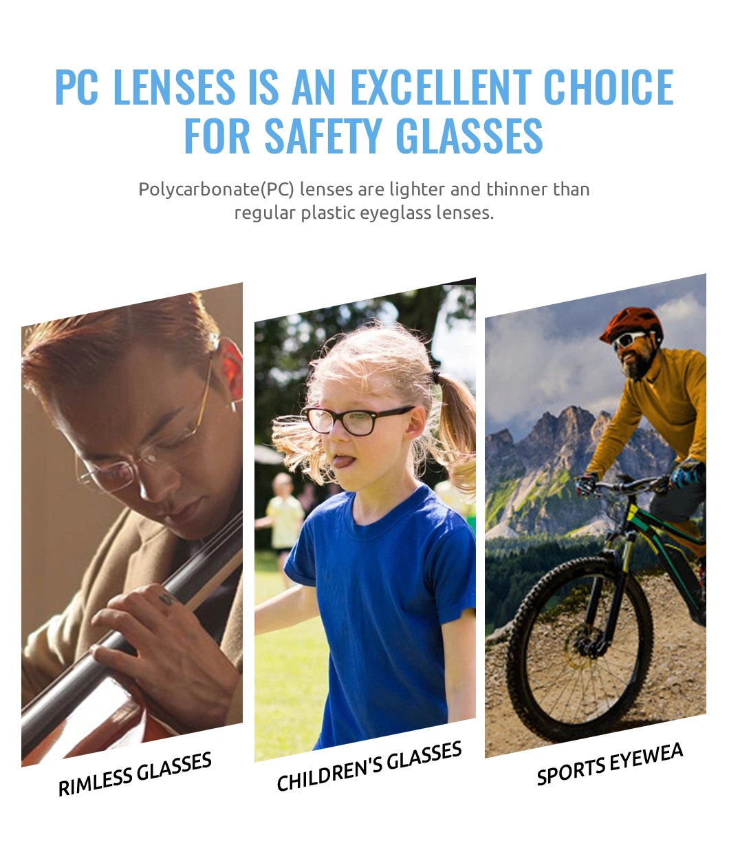 1.59 Index Polycarbonate Lenses PC Lens Single Vision for Prescription Glasses