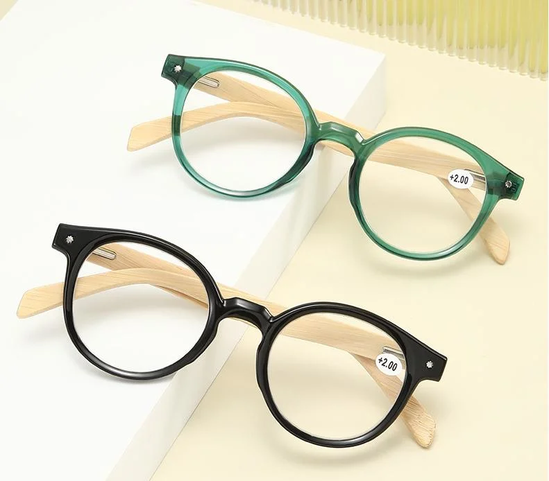 New Natural Bamboo Legs Anti-Blue Light Easy Carrying Spring Hing Reading Glasses