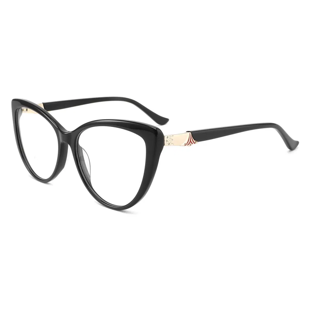 Retro Cat Eye Lovely Acetate Graceful Unique Pattern Clear Vision Transparent Frame Eyewear Optical Frames