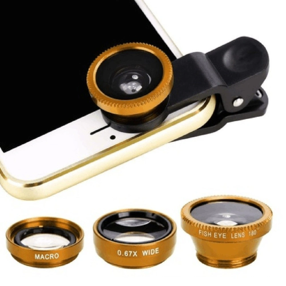 Clip 3-in-1 Wide Angle Macro Lens Camera Kits Mobile Fish Eye Lens for iPhone Xr Xs / Max
